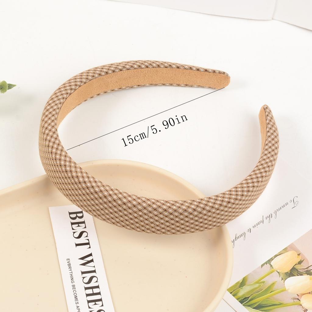 4-Piece Set of Simple, Stylish, Retro French-Style Plaid Headbands for Girls and Women, Suitable for Wearing with Dresses and for Going Out Shopping