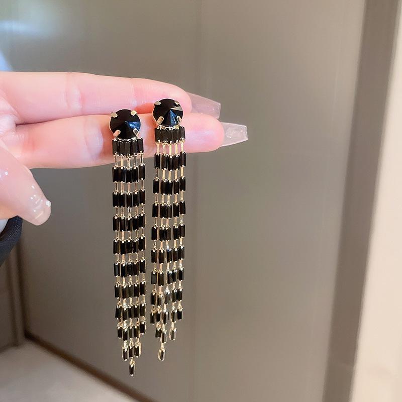 S925 Silbernadel Luxus Diamant Quaste Ohrstecker - Damenschmuck für Gesellschaftsdamen Hängeohrringe