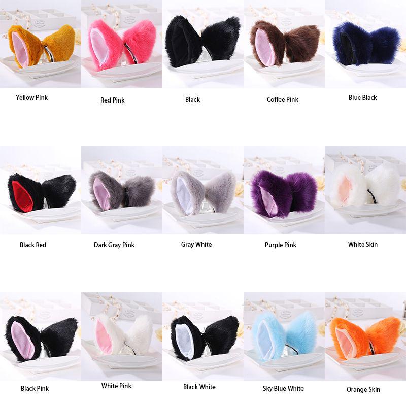 Luxurious Faux Fur Cat Fox Long Fur Ears Costume Hair Clip For Halloween Cosplay Parties