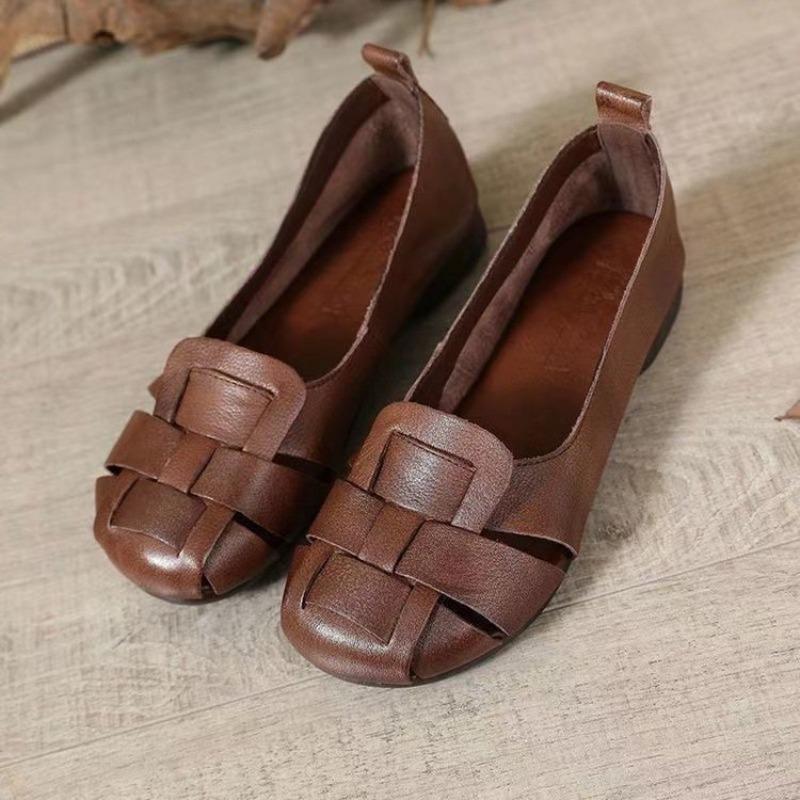 Baotou Flip Flops - New Style Soft-soled Soft Leather Retro Shoes - Anti-slip, Casual Flat Women's Shoes