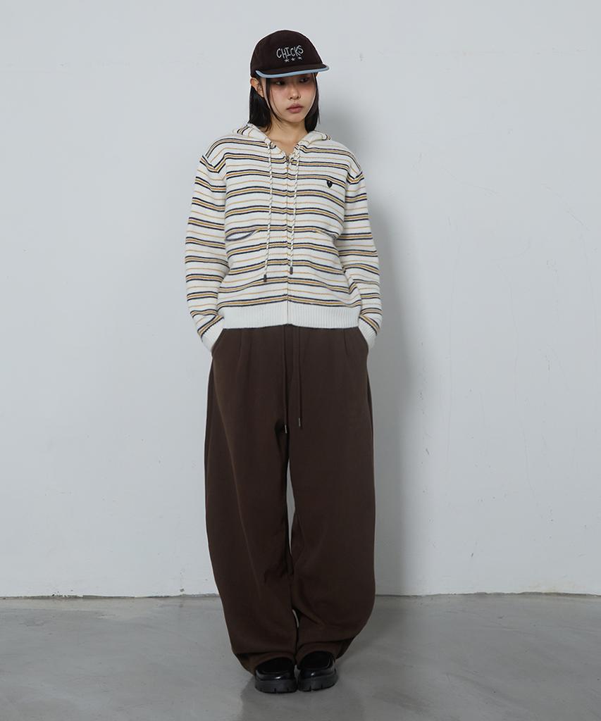 CHICKS Back Pocket Check Balloon Pants Brown