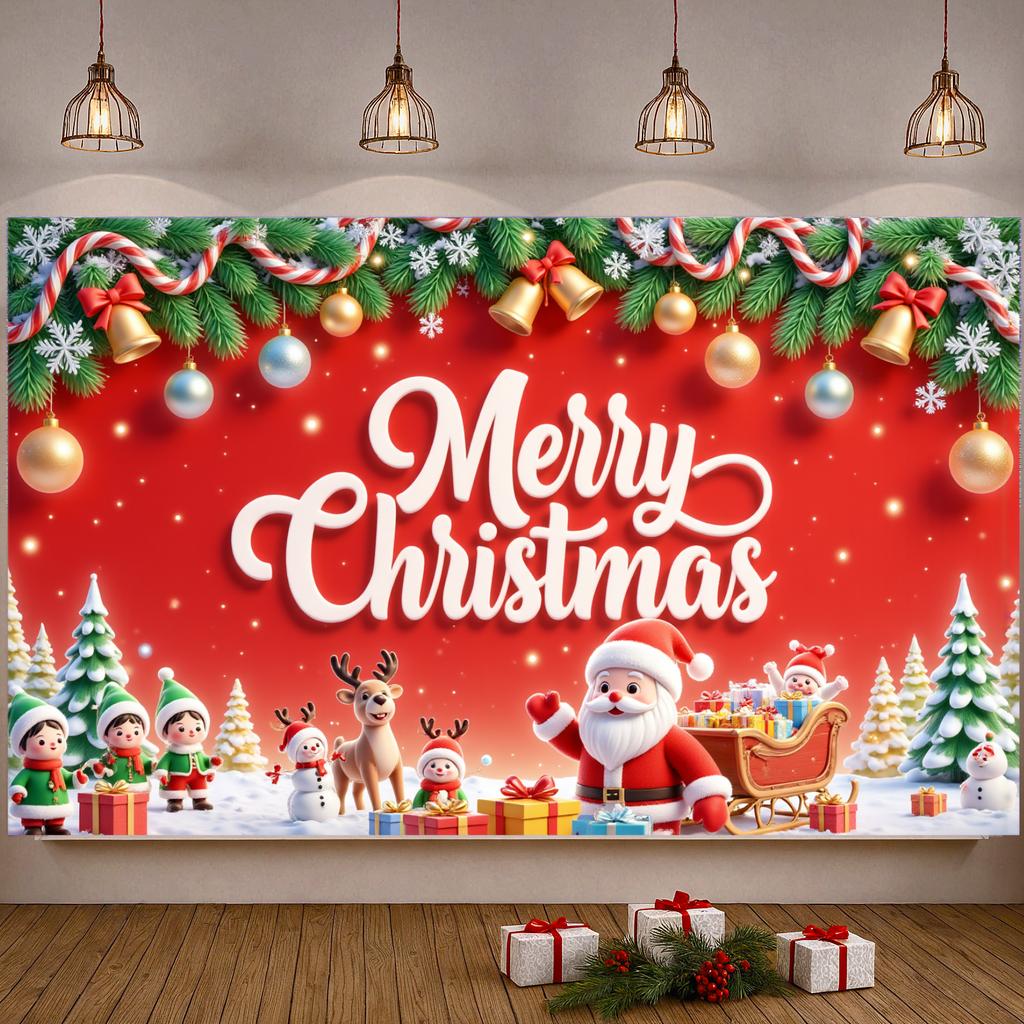 Christmas Decor Christmas Tree Merry Christmas Banner Winter Celebration Red Theme For Holiday Celebration Winter Event Office
