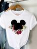 2025 Summer New Fashionable Cute Women Plus Size Retro Mickey Minnie Printed Tshirt Loose Casual Versatile Tshirt Top
