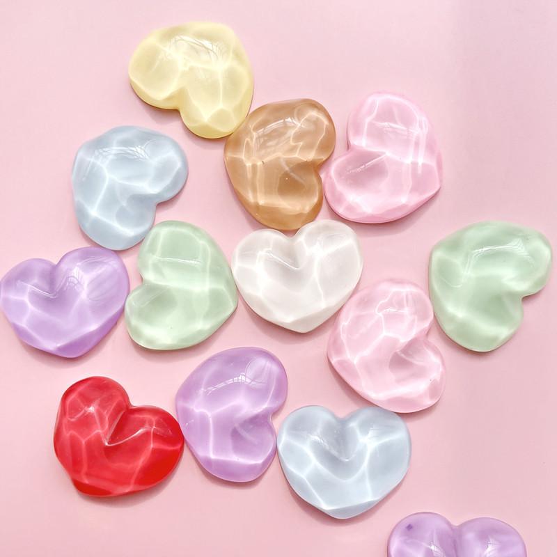 Resin Heart Patches, 9 Pack - Random Assorted Colors for DIY Projects