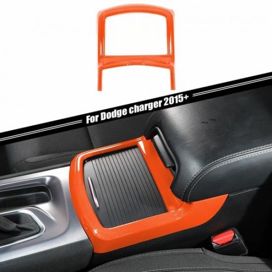 Orange Central Console Cup Holder Frame Trim Decor Cover For 2011+ Dodge Charger