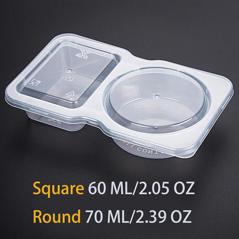 New 15PCS Double Compartment Condiment Containers for To-go Sauce, Travel Snack