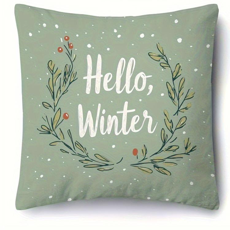 Christmas Pillowcase: Green Card Car Pine, Tree View and Warm Greetings New Year Home Decoration 2d Flat Printing
