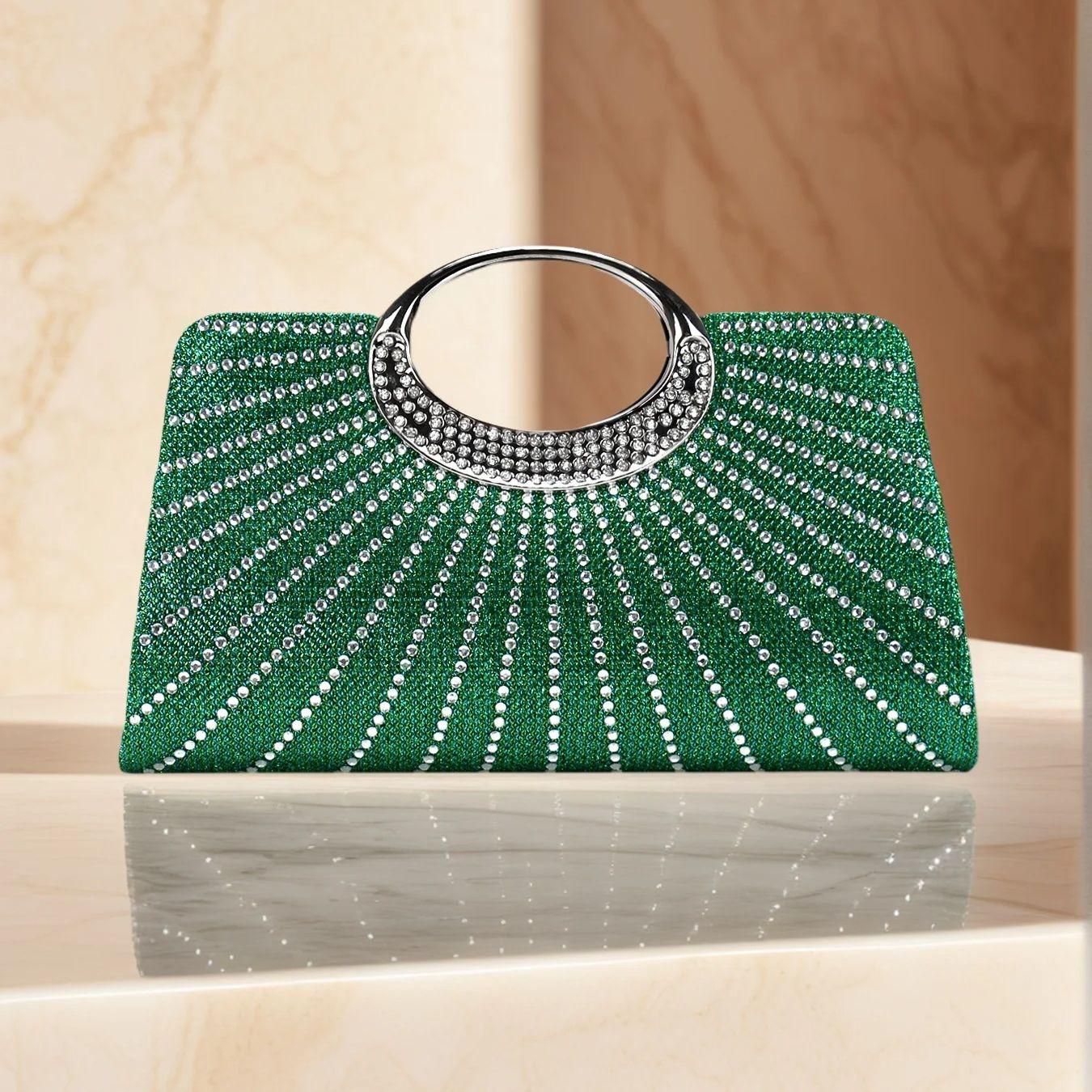 

Party Wedding Bridal Handbags Bucket Design Rhinestones Glitter Evening Clutch Bags Cover Open Banquet Purse