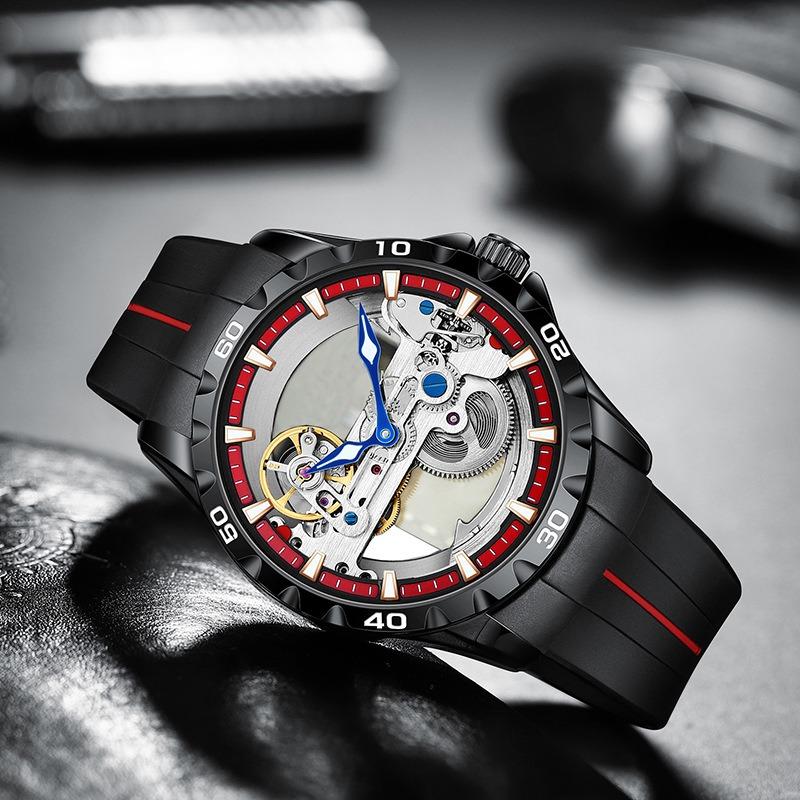 AILANG New Watch Automatic Mechanical Watch Hollow Men's Watch Silicone Tape Watch