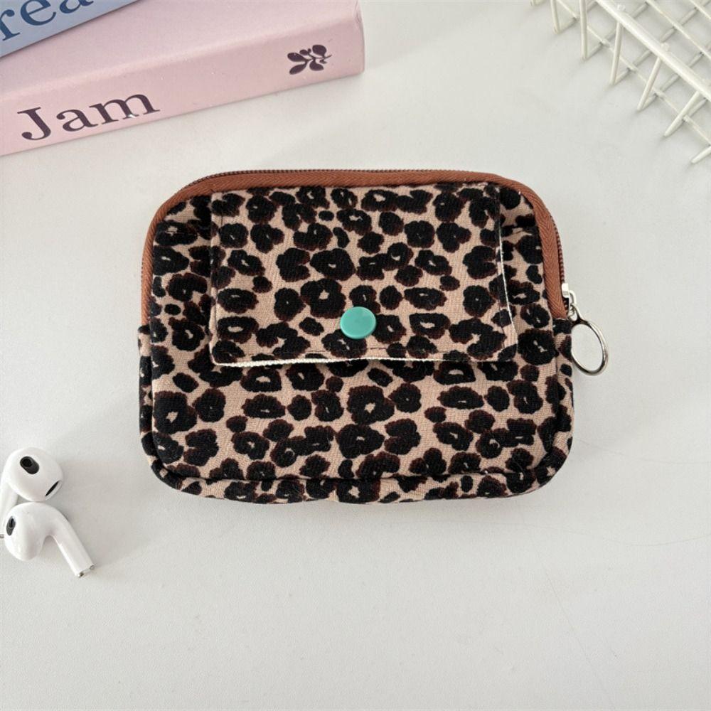Polka Dot Corduroy Printed Storage Bag Leopard Print Small Cosmetic Bag Earphone Bag  Student
