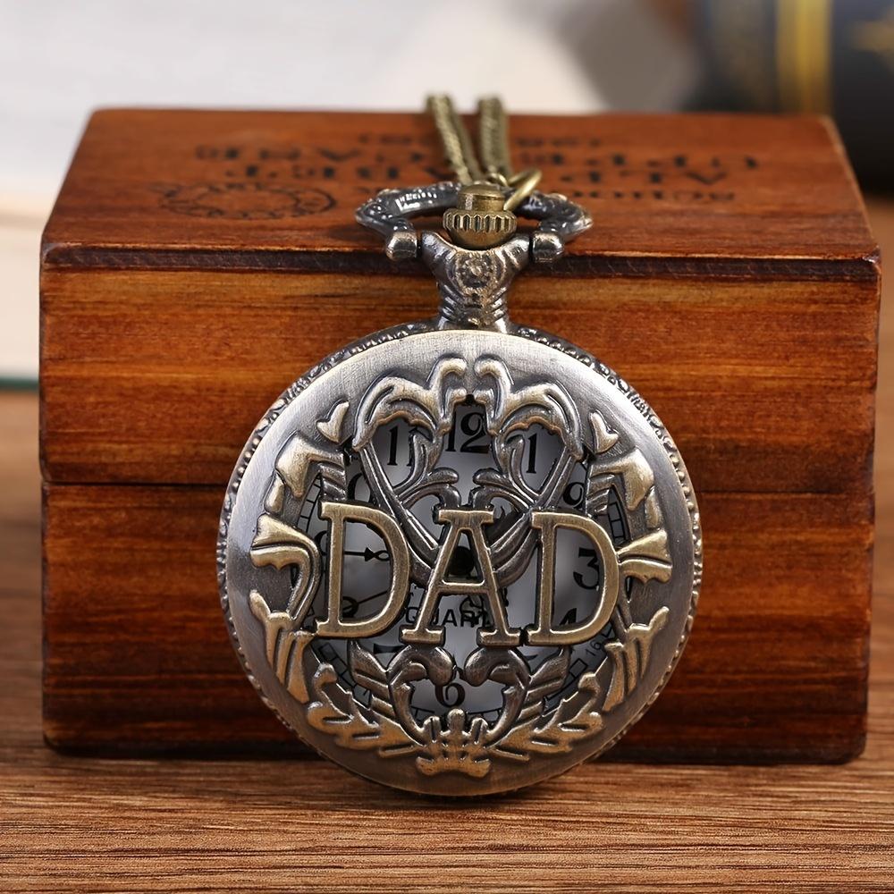 

DAD pocket watch father gift vintage flip gift watch fashion creative necklace elderly quartz watch коричневый