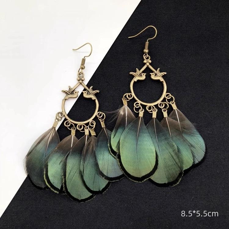 Unique Exaggerate Feather Earrings Creative Feathers Long Earrings Trendy Boho Big Earrings Women Statement Jewelry Wholesale