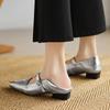 Moda 2025 Nowa Wiosna Damskie Czółenka Prawdziwa Skóra Buty dla Kobiet Modne Niskie Obcasy Kwadratowy Nosek Grube Obcasy Srebrne Damskie Buty