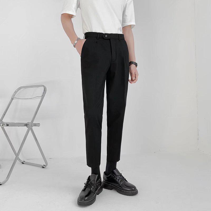 

Мужские облегающие брюки: Легкий, повседневный, 9-точечный, модный на весну и осень 32 чёрный