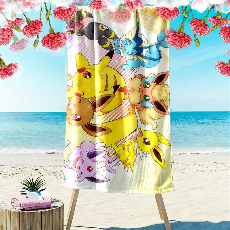 Pokémon Print Beach Towel, Large Soft Quick Dry Towel for Beach Camping Swimming