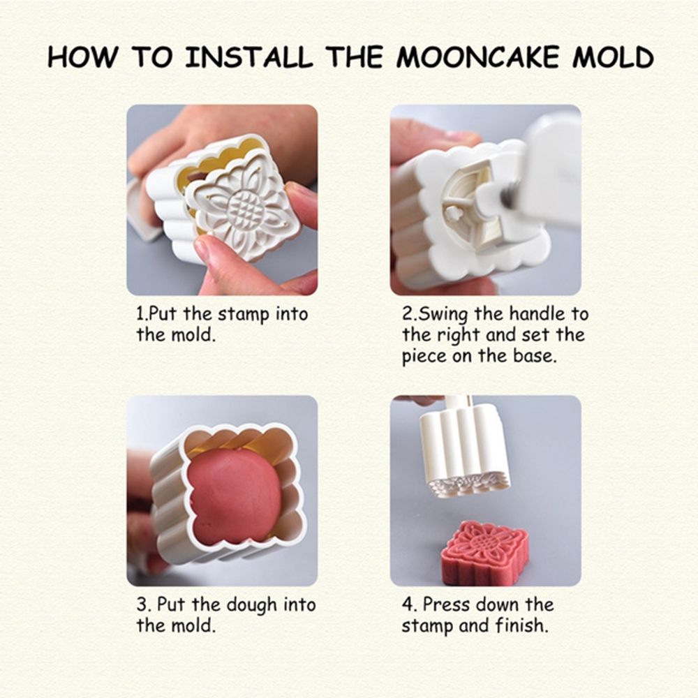 Non-stick White Stamps Plastic Bean Cake Mold Moon Cake Mould Mooncake Tools Mooncake Mold