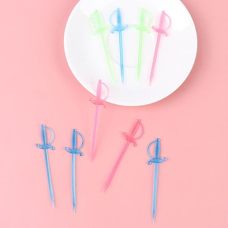 40 szt. mieszanych kolorów plastikowych patyczków do szaszłyków do owoców, koktajli, przekąsek, widelców