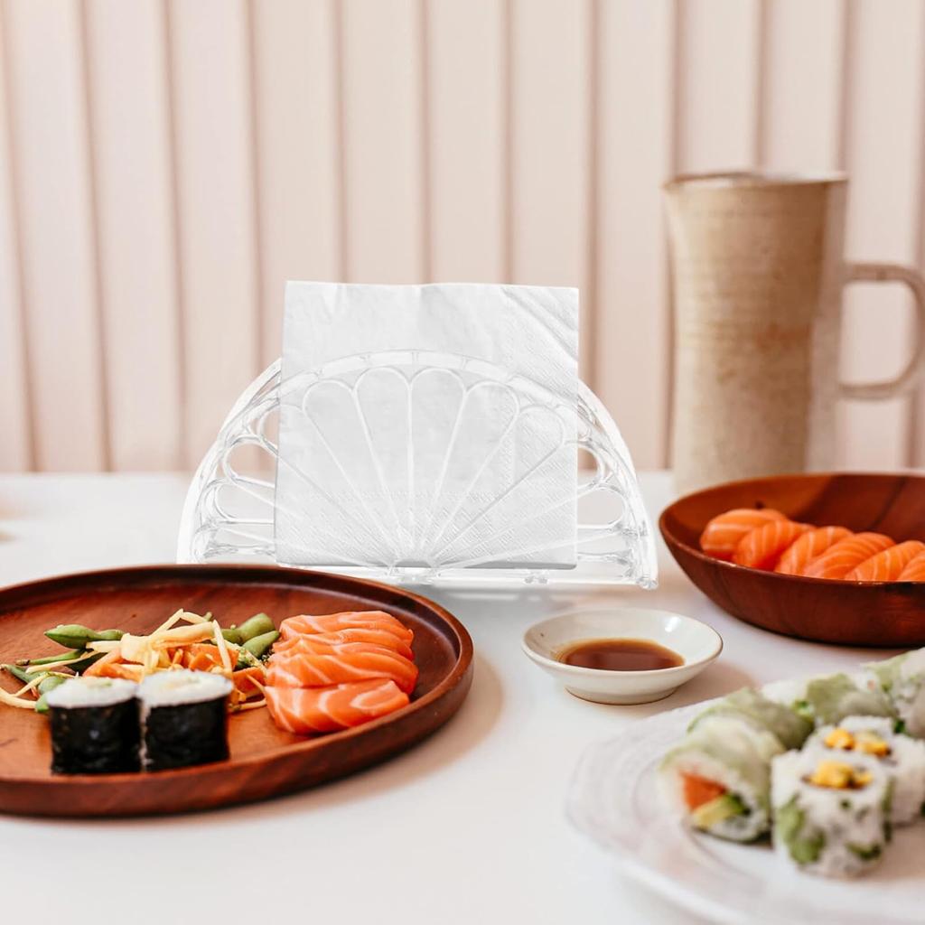 6pcs Clear Napkin Holder Decorative Semicircle Tissue Organizer Stand for Kitchen Dining Table and Stylish Tabletop Napkin Storage