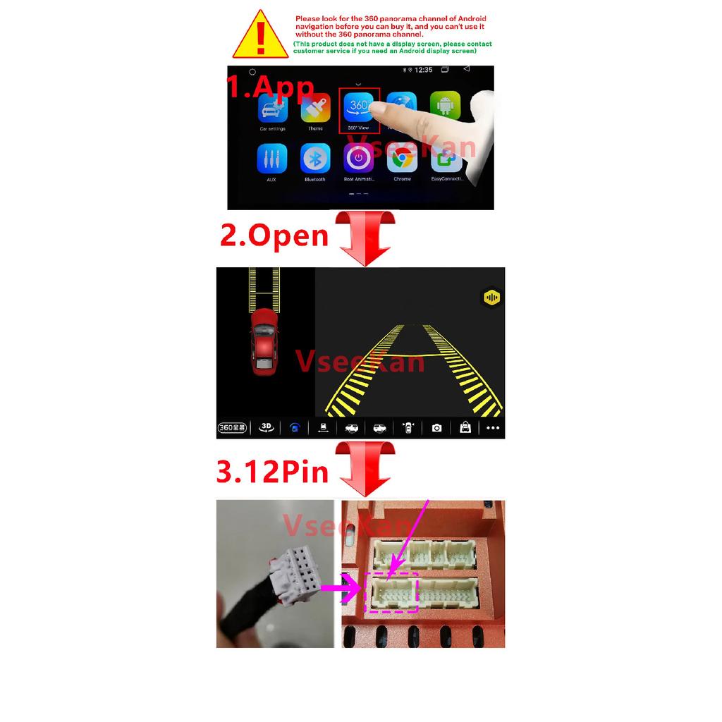 360° Panoramic Camera 1080P HD Rear / Front / Left / Right 360 Panoramic Accessories for Car Android Radio Multimedia 720P/1080P