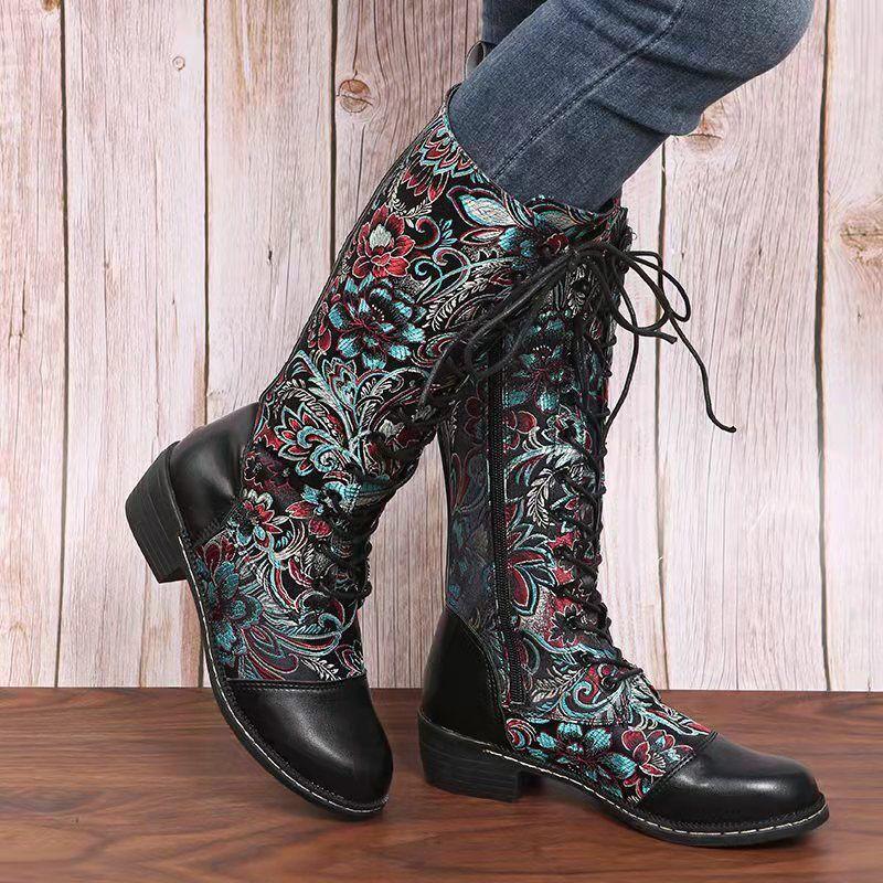 New Women Boots Fashion Simple Ethnic Women Shoes Retro Trend Classic Long Boots Elegant Plus Size Lightweight Leather Boot 2026