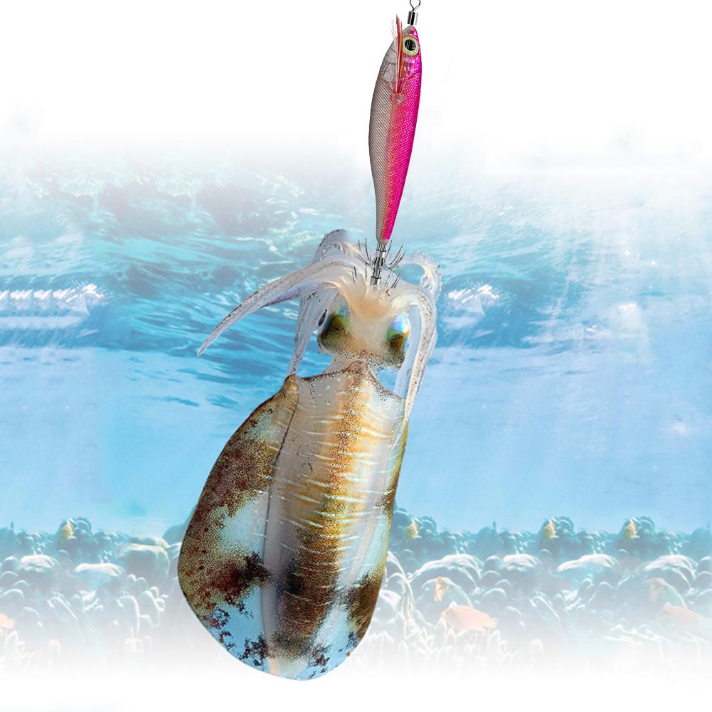 Luminous Artificial Squid Hook Horizontal Octopus Lures 100mm 9g Wood Shrimp Cuttlefish Hard Bait for Octopus & Cuttlefish