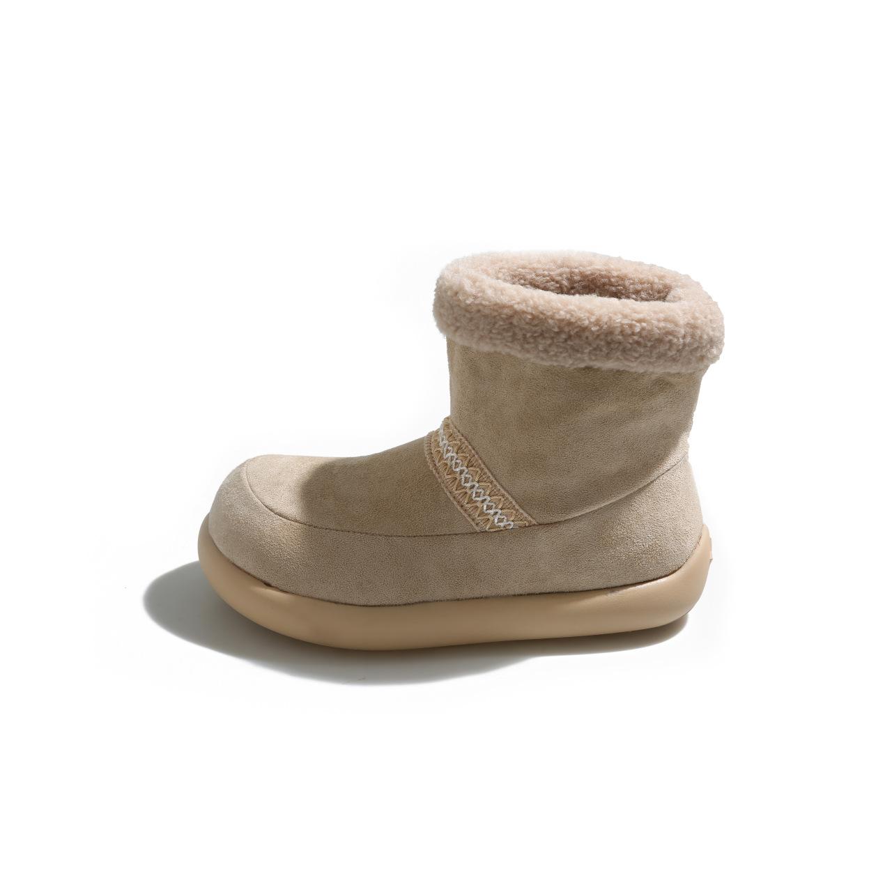 

Retro platform snow boots women s new velvet warm comfortable non-slip short cotton shoes 35 бежевый