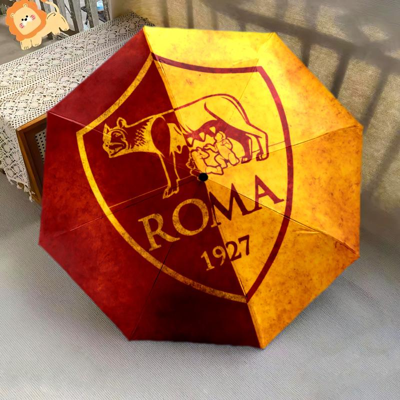 AS Roma  Pattern, Automatic Folding Umbrella, Portable and Foldable Design, 8 Ribs, a Christmas or Birthday Gift.