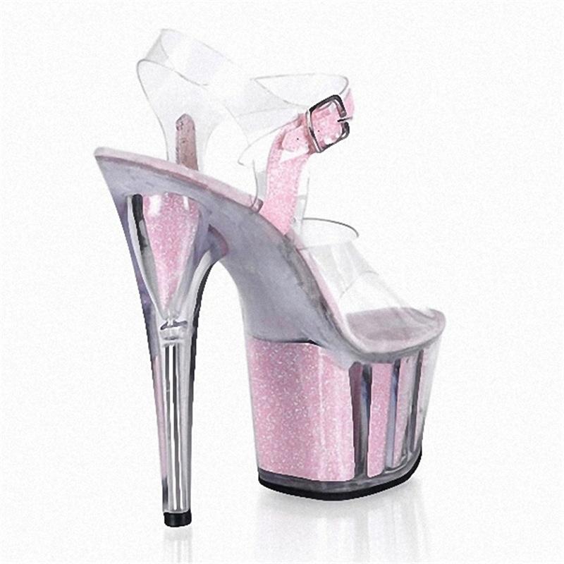 Fashion Glitter Clothing with Thin Heel 17CM High Heel Sandals Transparent Crystal Shoes