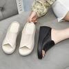 Fashion 2025 New Women Sandals Women Slippers Black Wedge Platform Open Toe Women Orthopedics Thick Bottom Beach High Heels Slides