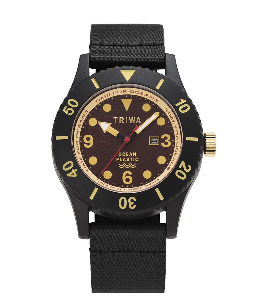 TRIWA Men's & Women's (Unisex) Watch with Recycled Canvas Strap, Brown and Black, Made In Japan, TFO224-CL150101-J, TIME FOR SUB OCEANS CAMP,