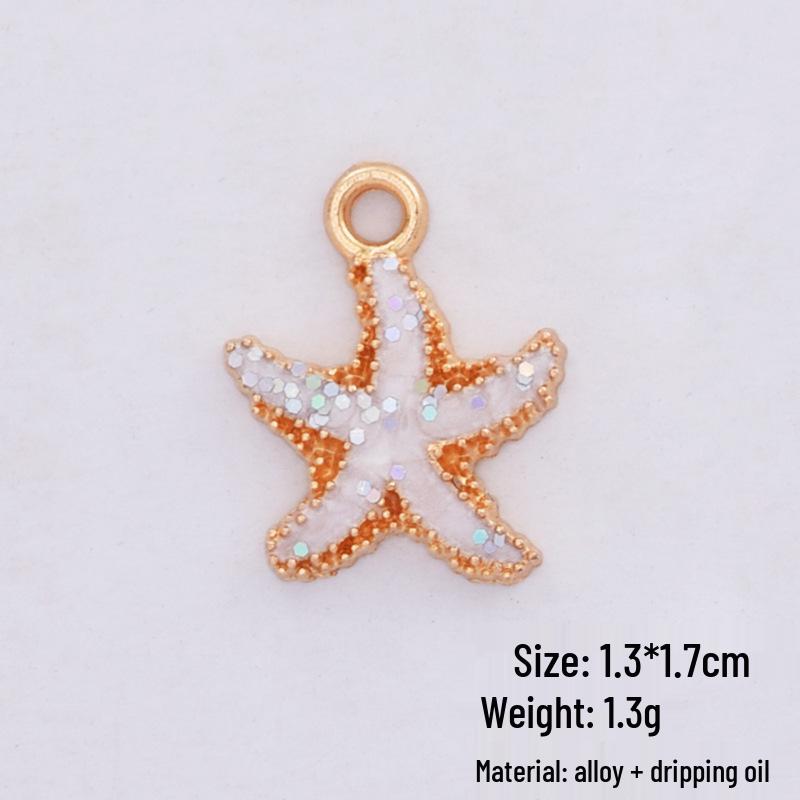 Korean Alloy Pearlescent Seashell & Starfish Pendant for DIY Jewelry Accessories