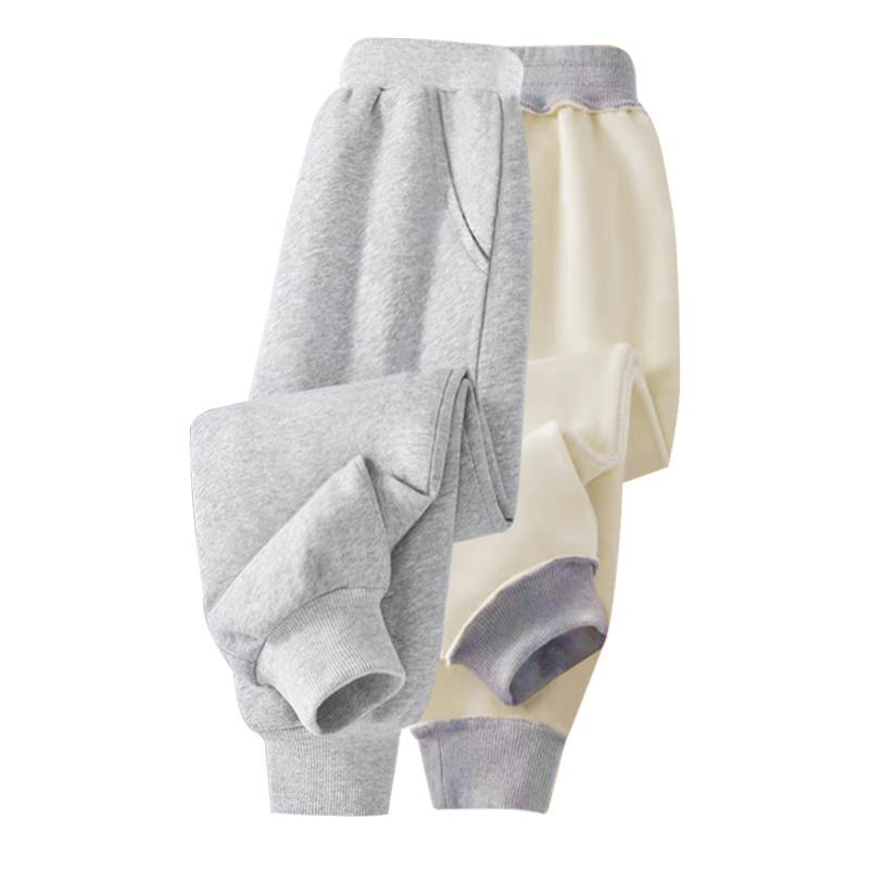Girls' Fleece-Lined Winter Pants - Warm, Casual Ankle-Cuff Trousers for Autumn and Winter