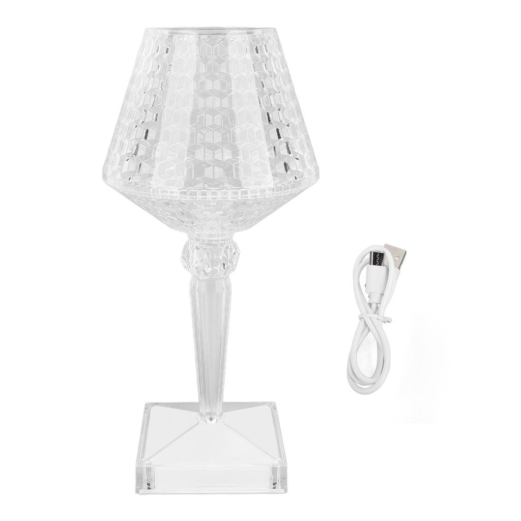 Crystal Acrylic Table Lamp Touch Control 3 Colors Stepless Dimming Cordless Desk Light for Bedroom