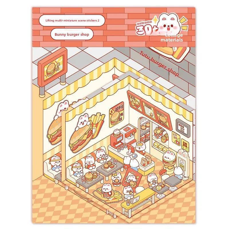 DIY Journamm Storage Stickers Scene Miniature Stickers Cabin Scene Stacking and Pasting Hand Account Scrapbooking Materials Kit