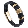 European Retro Leather & Stainless Steel Double Strand Men's Bracelet