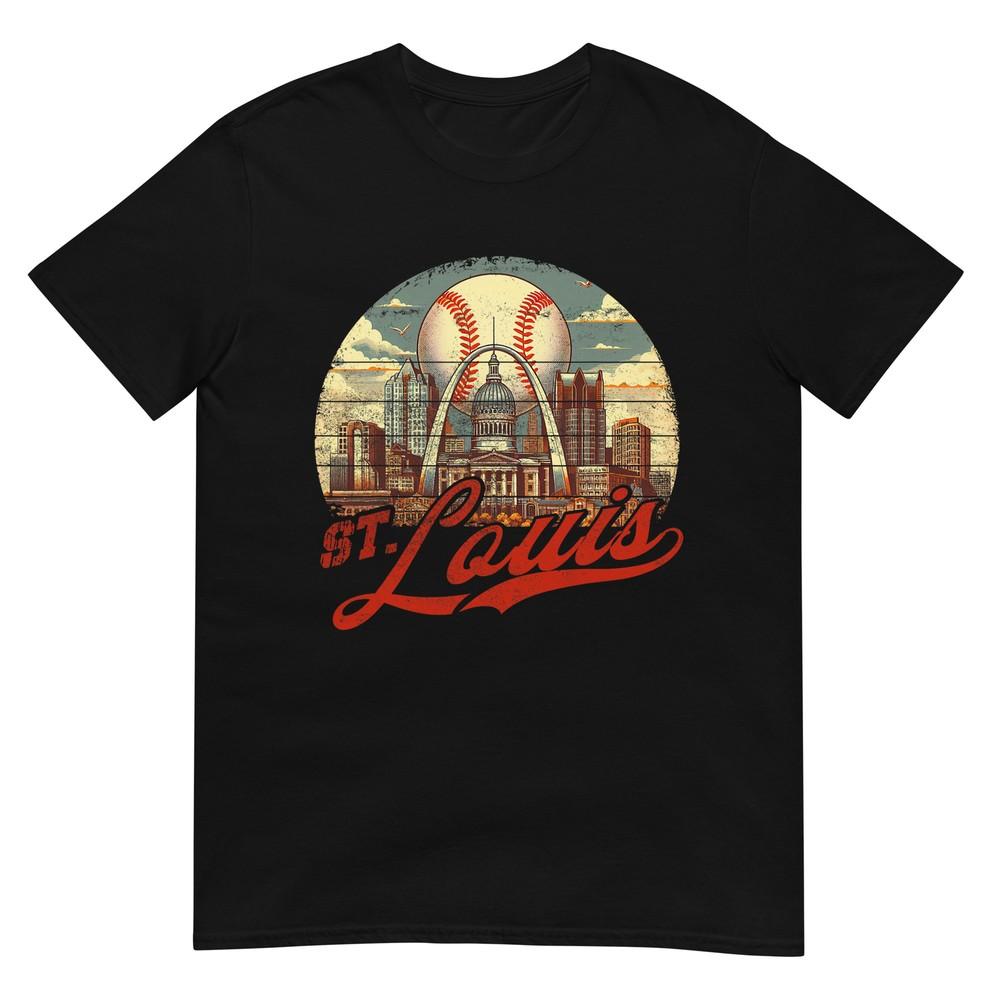 Vintage St Louis Skyline Gameday Retro Baseball TShirt S