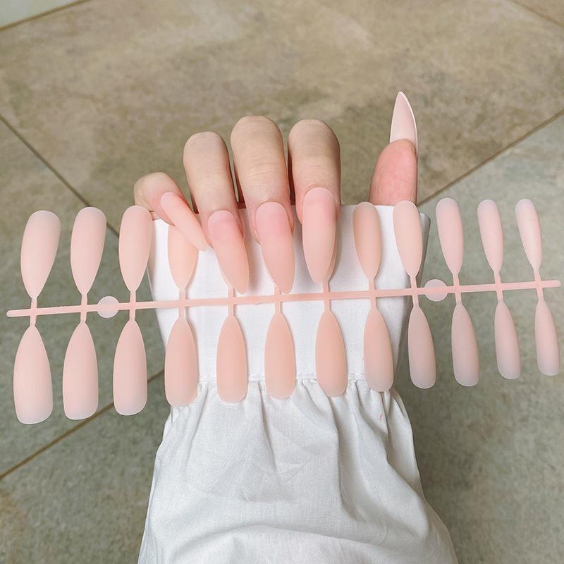 

24 шт./компл. DIY быстрые ногти, расширенные заостренные матовые однотонные накладные ногти, разноцветные полоски, готовый маникюр, маникюр