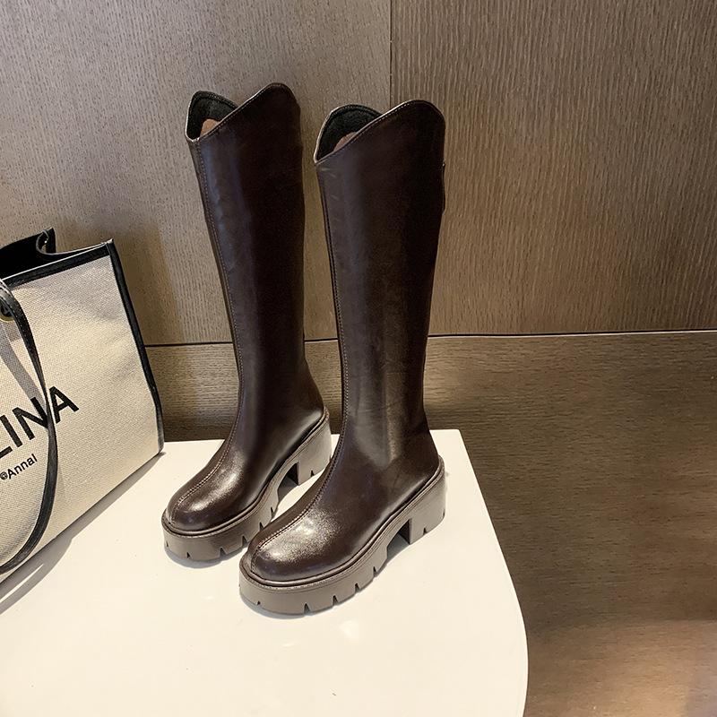 Boots Children's Small Height Medium Boots Winter 2025 New Single Boots Thick-soled Knight Boots