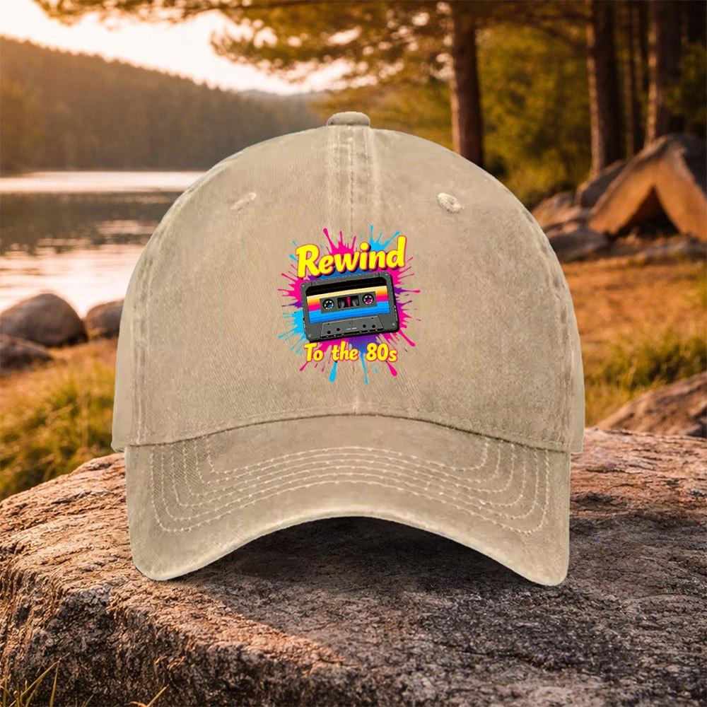 s Retro Cassette Tape Print Baseball Cap Lightweight Washed Duckbill Unisex Hat for Unisex Women