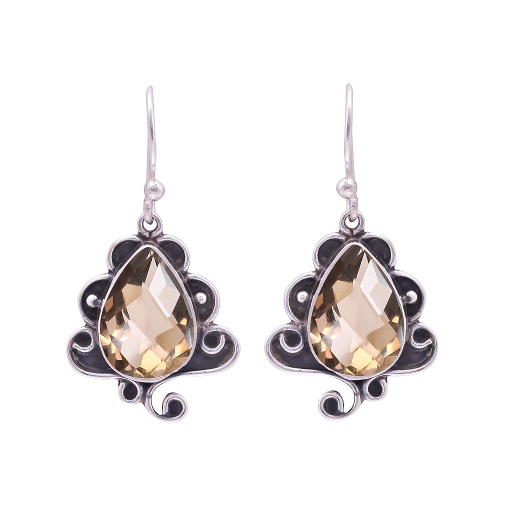 Smokey 925 Sterling Silver Earring V9800, Brown Earring, Pear Earring, Valentin's Day Gift, Gift For Her, Birthday Gift, Handmade Jewelry, Silver Jewe