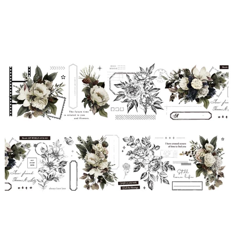 200cm/roll PET Tape Garland Tape Flower Theme Notebook Journal Border Collage Material DIY Mobile Greeting Card Cup Decoration