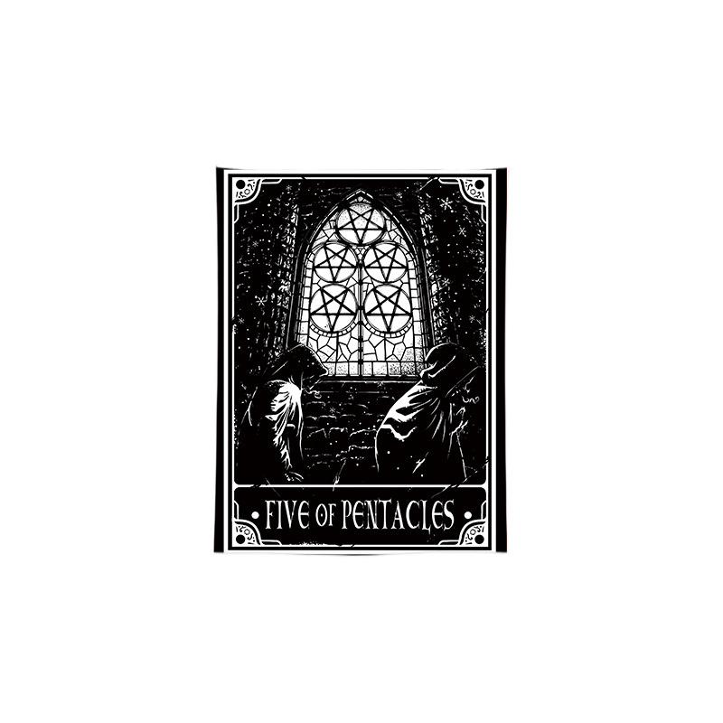 Black White Tarot Card Tapestry Wall Hanging Home Decor for Room Dorm Aesthetic Print Wall Art