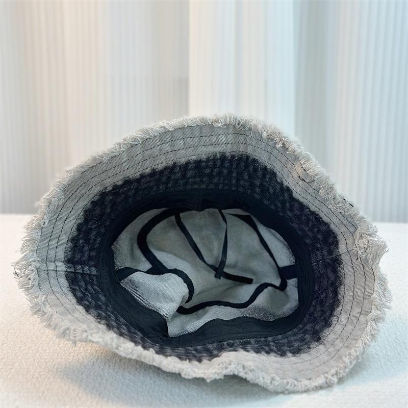 Women Gradual Change Denim Bucket Hat Spring and Summer Bucket Basin Hat Sunshade Sunscreen Face Small Hat