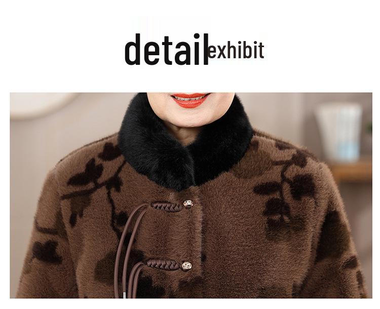 Midlife und Senioren Damen Kunstmink Samtmantel – Elegante Winter Kunstpelzjacke im chinesischen Stil für Großmutter