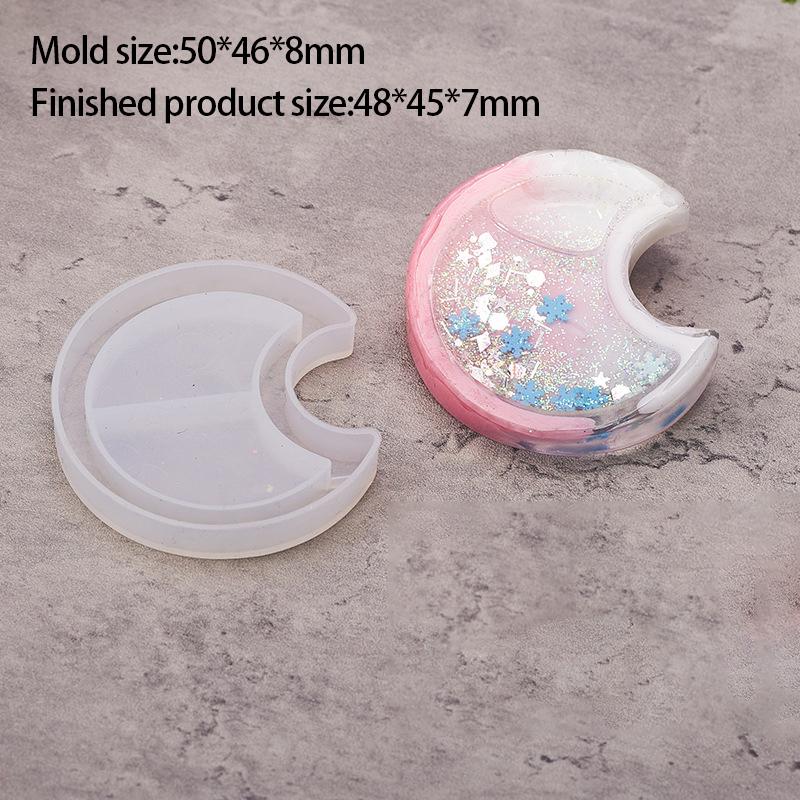 5PCS DIY Crystal Drip Glue Flowing Sand Pendant Mold Moon Love Cat Face Irregular Hanging Pendant Silicone Mold
