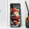 Animal Brown Cute Bear Phone Case Cover for Samsung Galaxy Z Flip 7 6 5 4 3 5G Flip3 Flip4 Flip5 ZFlip6 ZFlip7 Black Fundas Clea