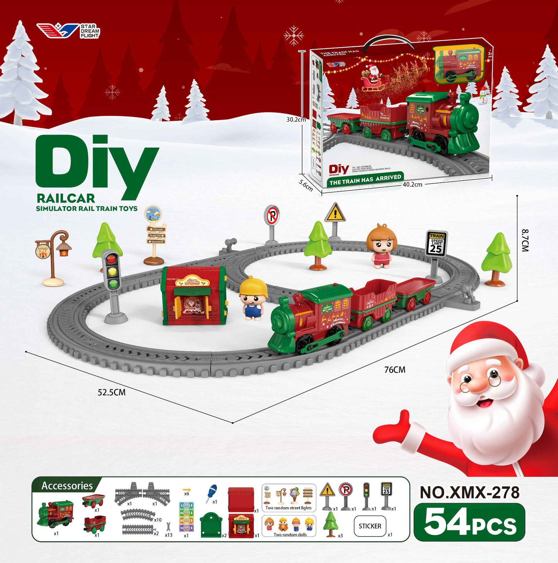 

New Christmas Theme DIY Assembly Track Car Toys 54PCS Children s Educational Assembly Track Train Toys Birthday Christmas Gift