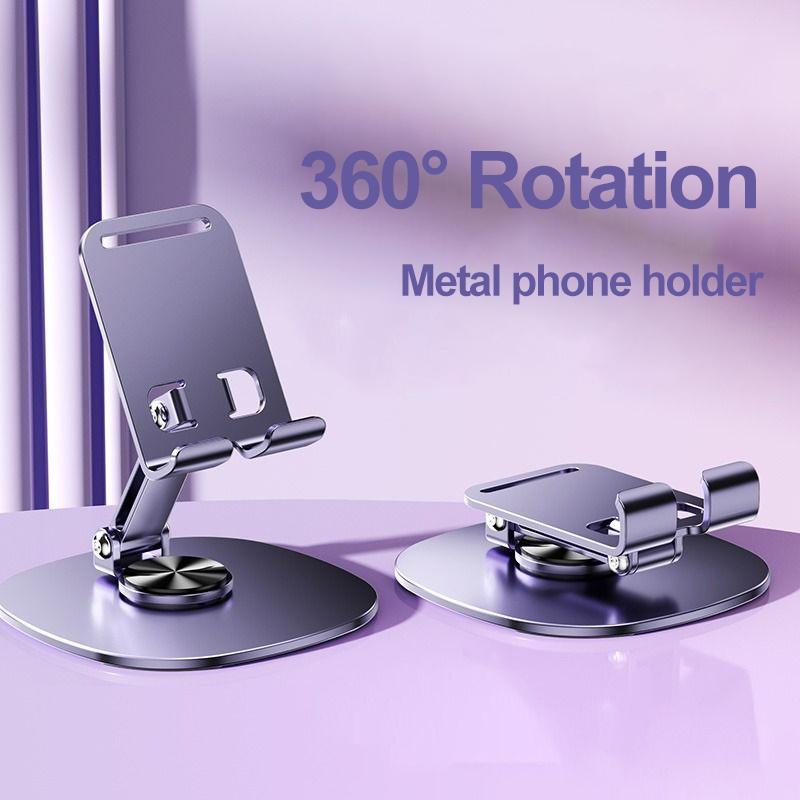 Otáčanie o 360° Celokovová zliatina hliníka Držiak mobilného telefónu Univerzálna konzola Skladací dizajn s dvojitým hriadeľom Stabilný proti pádu pre iPhone / iPad