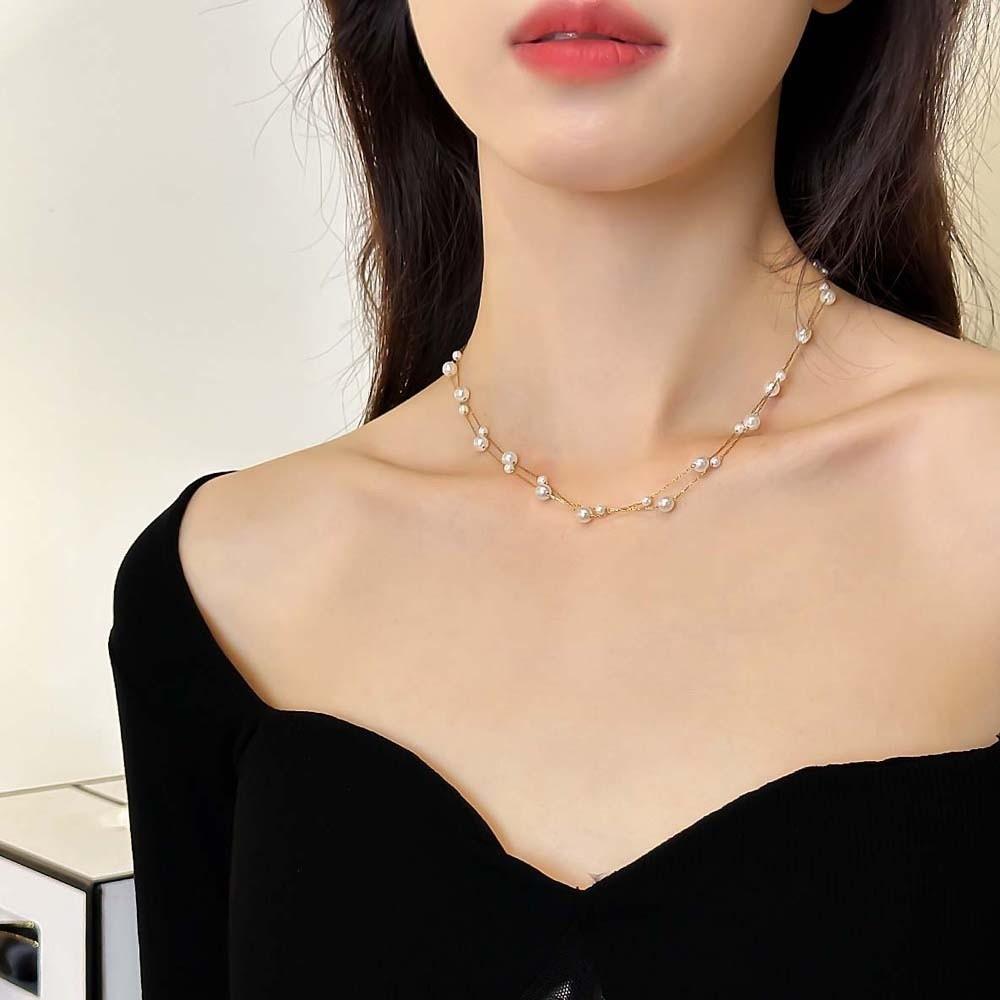 Luxury Beaded Choker Necklace Exquisite Collarbone Chain Brilliant Neck Pendant  Birthday Gift