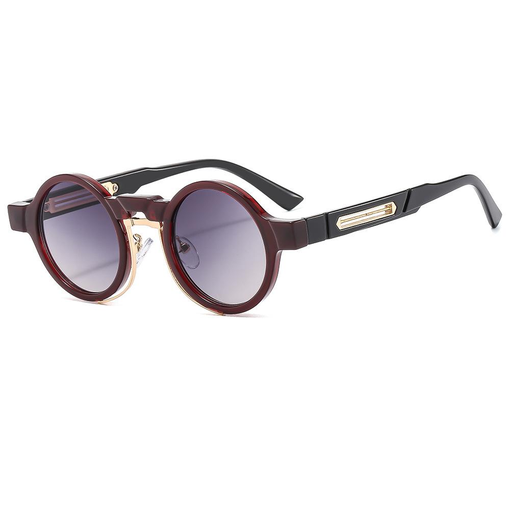 Ins Popular Small Round Punk Sunglasses Women Retro Clear Ocean Gradient Lens UV400 Sun Glasses Men Double Color Shades as picture
